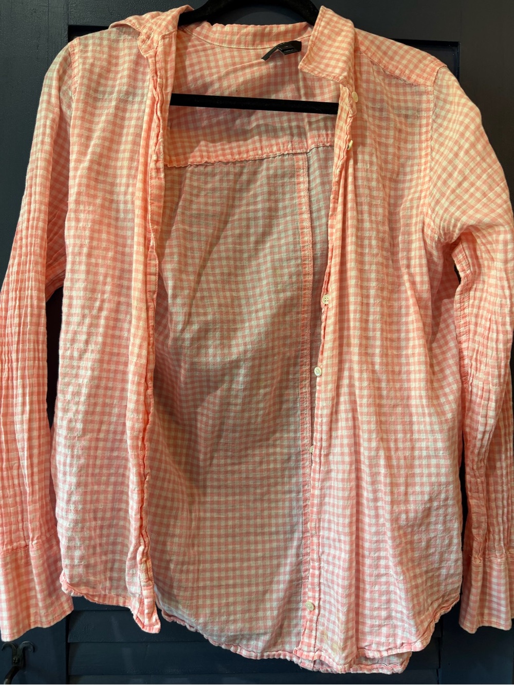 J. Crew Pink and White Gingham Button-Down Shirt